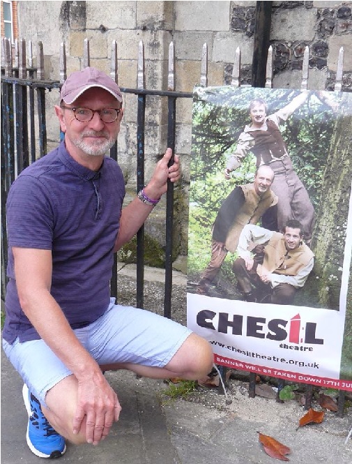 Jonathan outside The Chesil Theatre in Winchester, where several of his plays have been performed.
