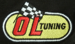 Logos on sleeve and back.